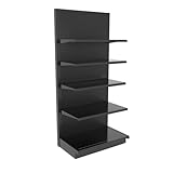 Gondola Retail Shelving Wall Display with 5 Shelves Black Single Side 36”W x 84”H x 22”D for Retail Convenience Grocery Office Supply or Liquor Stores, Industrial Grade Made in USA