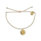 Pura Vida Bracelet Gold Crystal Wave Coin Charm Bracelet - Handmade with Czech Crystal, Adjustable with Waterproof Band - Stackable Bracelets, Handmade Braceletss - Vanilla