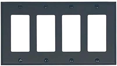 Acorn AWMBP 4 in. Ground Fault Quadruple Rocker Switchplate, Black
