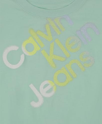 Calvin Klein Girls' Short Sleeve Logo T-Shirt with Front Tie Knot and Tagless Interior3