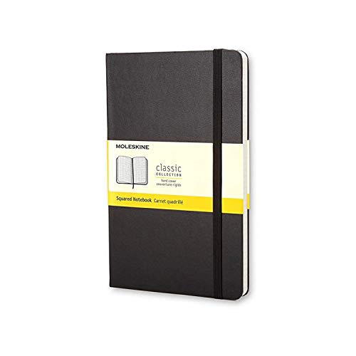 Notes Classic 9x14 cm carnet rigide noir avec pages à petits carreaux résistantes
