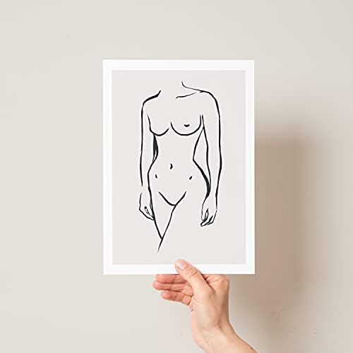 Pompom Prints - 6 Pack Abstract Woman Line Art Poster Minimalist Wall Art Prints Modern Black White Female Face Art Drawing Paintings for Bedroom Living Room Office [Frames NOT Included] (A2)
