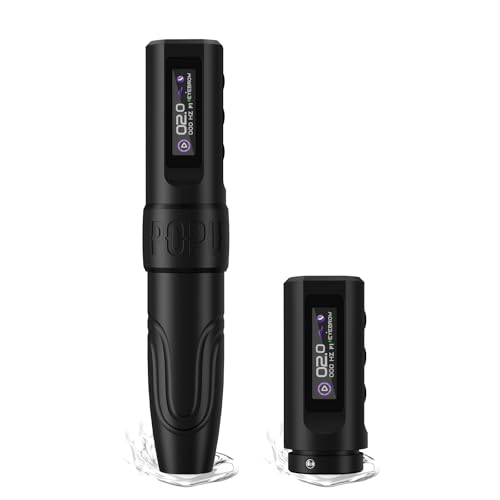 POPUPMU Smp Wireless Tattoo Machine Coreless Motor 3.0mm Stroke Permanent Makeup Tattoo Rotary Pen with Extra 800mAh Supply for Lips Eyebrow Hair Scalp Eyeliner Tattoo Gun Kit Starter Black(MINI DIVA)