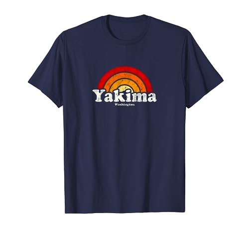 Diseño de arcoíris retro vintage de los 70 de Yakima Washington WA Camiseta