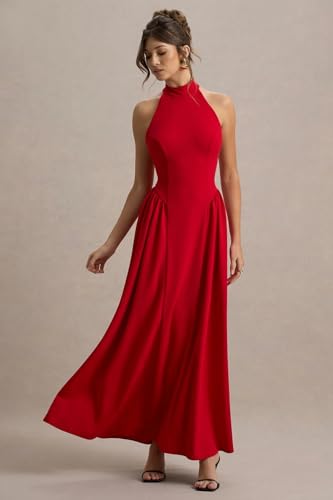 Image of TRAQUILA Women's Sleeveless Backless Maxi Length Dress | Fit & Volume Flare Skirt | Soft Poleyester | Casual wear