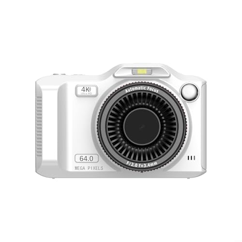 Cámara digital 4K de doble lente con pantalla HD de 2.8 pulgadas, capacidad de zoom de 18x, WiFi para compartir instantáneamente, soporta tarjeta de 256 GB para fotografía de viajes (blanco)
