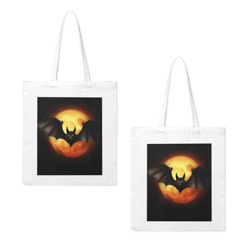 Halloween Bat Large Canvas Tote Bag Cute Travel Shoulder Bag Reusable Washable Shopping Grocery Bags For Women Men2