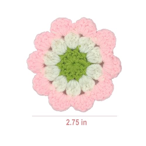 Set de 2 portavasos de crochet para auto color rosa miniatura 2