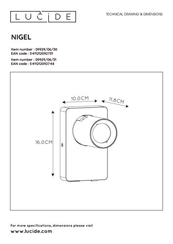 Lucide NIGEL - Spot mural - LED - GU10 - 1x5W 3000K - Point rechargement USB - Noir - Image 7