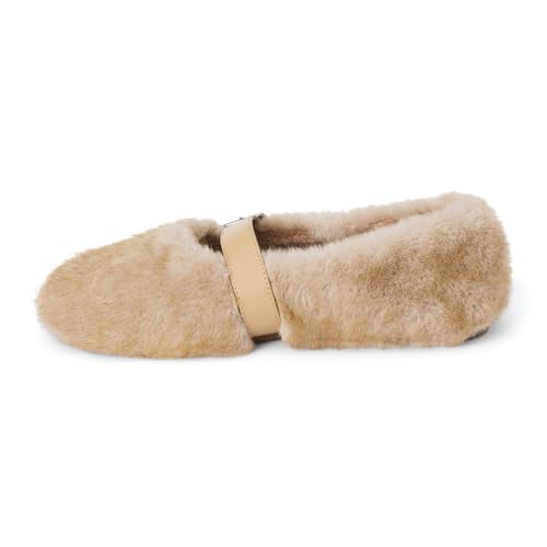 Coconuts by Matisse Womens Nome Faux Fur Mary Jane Flats Casual - Beige3