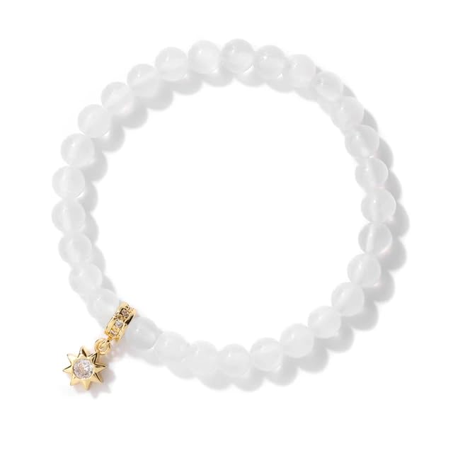 Bracelet Éléphant Gypse Blanc Naturel pour Réduire le Stress et Bloquer les Ondes