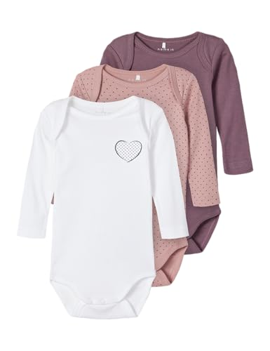 NAME IT Mädchen 3er-Pack Bodys aus Bio-Baumwolle Black Plum-86