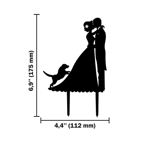 CARISPIBET wedding cake decoration groom & bride kissing with a small dog by their side acryllic silhouette - Image 2