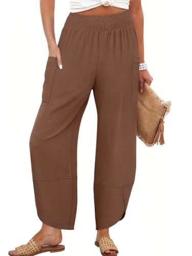 Image of ANRABESS Womens Wide Leg Palazzo Capri Barrel Pants