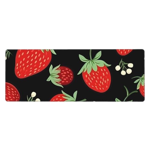Grand tapis de souris fraise 80x30 anti-glisse pour éviter les rayures