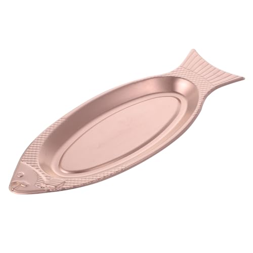 TOPPERFUN Plato para Servir Pescado Parrilla Forma de Pez 35 Cm Acero Inoxidable Resistente al Calor Microondas Vapor Hogar Restaurante