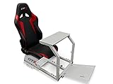 GTR Simulator GTA-S-S105LBKRD GTA Model Silver Frame with Black/Red Real Racing Seat, Driving Simulator Cockpit Gaming Chair with Gear Shifter Mount