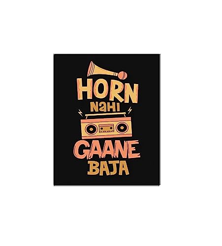 Image of MDF Fridge Magnet with Funny Quotes Horn Nhi Gaane Baja Magnet Stickers for Home Decoration