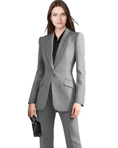 Women's Pant Suit 2 PC Business Formal Suit Slim Fit Lady Blazer Pant Set