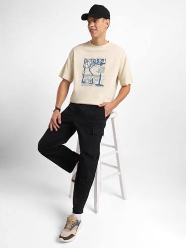 Image of Nobero Men's Oversized Graphic T-Shirt for Men | Soft Cotton | Drop Shoulder Relaxed Fit | Printed Casual Tshirt for Men