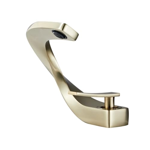 HOFMSX Grifo Monomando para Lavabo de baño de Oro Cepillado, de latón Macizo, Moderno, para una decoración Elegante.