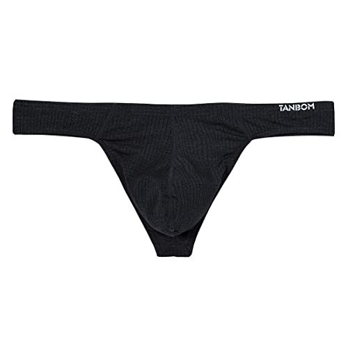 Mens Sexy Underwear Sexy Bikini Tag-Less Underwear For Men G-String Thong 3 Pack Black #TOP1