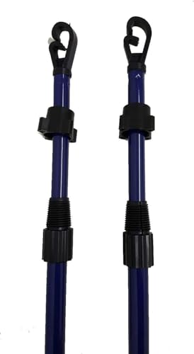 Maxland® Telescopic Washing Line Prop Pole 2.4M – Heavy Duty Adjustable Steel Support for Outdoor Clothesline, Garden Laundry Airer, Extendable Pole with Hook Top Cloth Extetendable Pole (2)