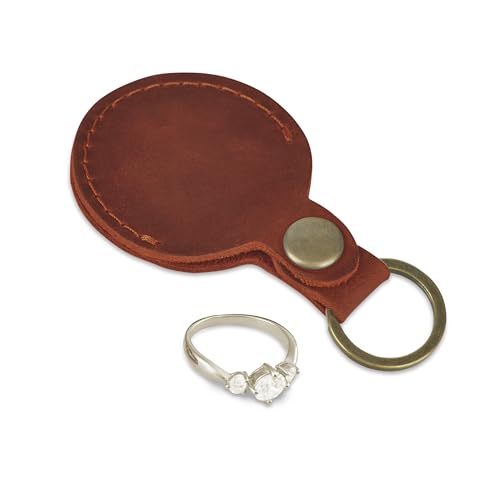 MAKYN Leather Keychain Ring Holder, Wedding & Engagement Ring Travel Case, Gym & Workout Ring Holder (Cognac)