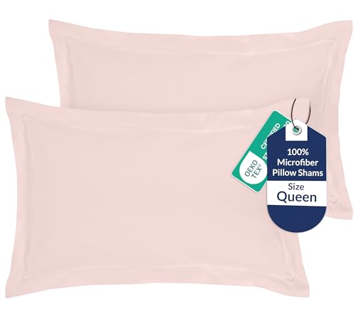 Image of Royale Linens Pillow Shams 2 Pack Queen Size 20x30 Inch - Brushed 1800 Microfiber - Bed Pillow Shams, Wrinkle Resistant Super Soft and Cozy - Back Overlap Closure - Oxford Pillowcase (Queen, Pink)