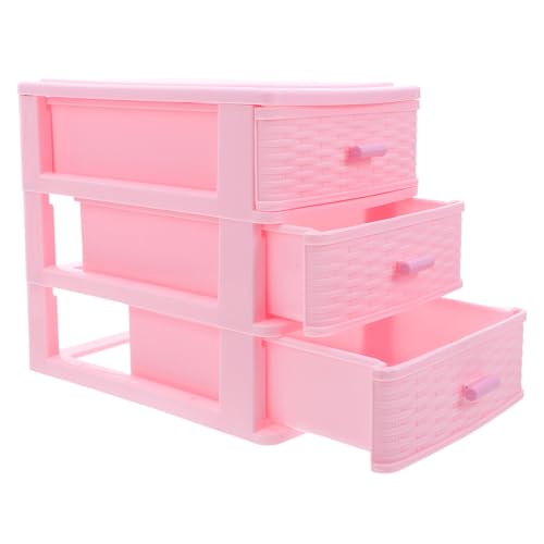 Milisten Organizador de Almacenamiento de Escritorio de Plástico Rosa Mediano, 3 Niveles Cajones para Oficina, Dormitorio y Estudio, Organizador Multifuncional para Maquillaje y Papelería
