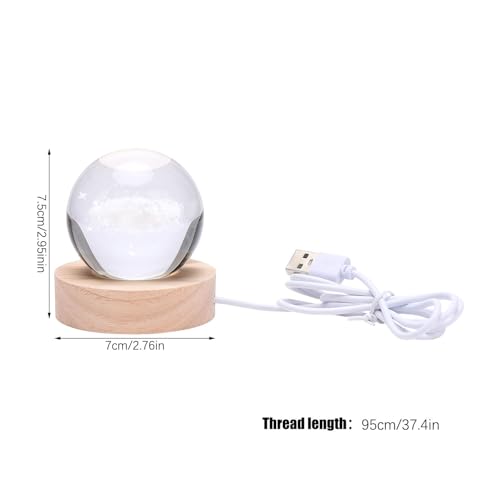 DNIEBW 3D Saturn Crystal Ball Night Light, 2.4 Inch(6cm) LED Solar System Crystal Ball Lamp with Wooden Base, Decorative Glass Saturn Planet Model Decor Space Universe Gifts for Men and Girls