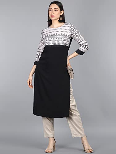 Image of Vaamsi Women's Crepe Straight Kurta (VPK1690E L Black)