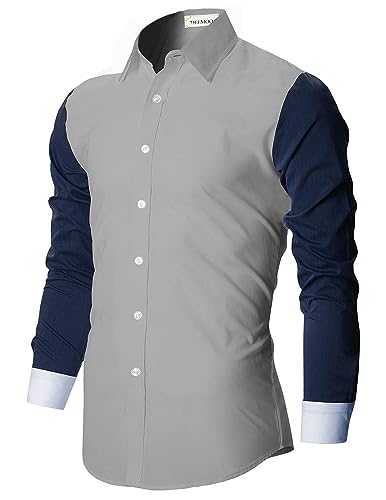 Image of Dimmy Men's Cotton Blend Regular Fit Solid Casual Shirt Grey
