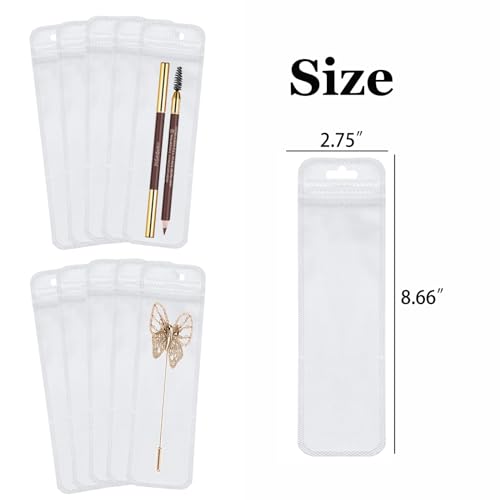 Image of 100 Pcs Pen Packaging Bags for Small Business,Plastic Beadable Pens Packaging Resealable Pouch Clear Bag for Beaded Pens, Zipper Storage Bags for Packaging Lipgloss, Jewelry, Cosmetic 2.16 inch X 8.6 inch