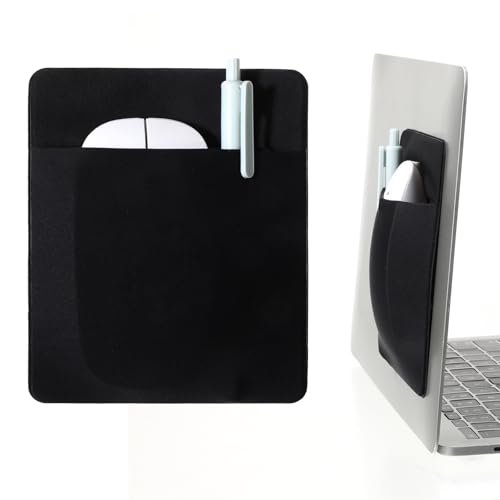 Aeaocvo Mouse Holder Sleeve Adhesive Mouse Pocket for Laptop 5.7x4.7in Stick-On Mouses Pouch Storage Bag for Computer Accessory Holder External USB Cable