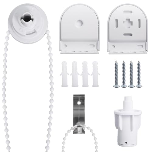 Kit de Reparación de Persianas Enrollables de Metal 32mm, Mecanismo Estor Enrollable 32mm Cadena Embragues Soportes Tornillos para Persianas Cortinas Enrollables