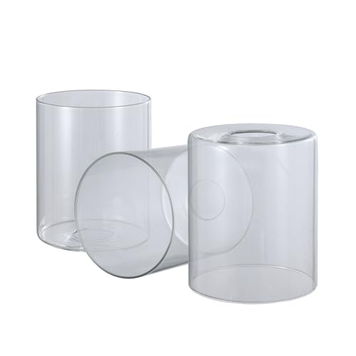 Image of Aspen Creative 23648-60-3 Clear Glass Shade, 1-5 /8 inch Fitter Size, 4-5 /8 inch Diameter x 5-3 /4 inch Height, 3 Pack