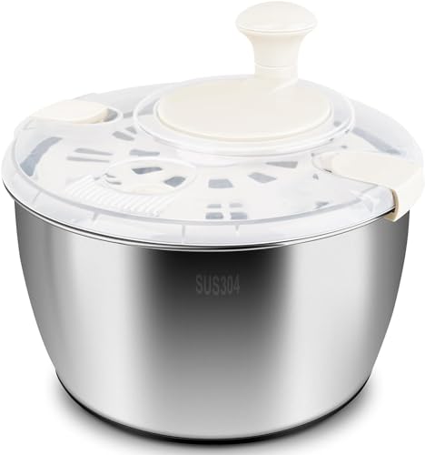 Stainless Steel Salad Spinner, Large Capacity Vegetable and Lettu...