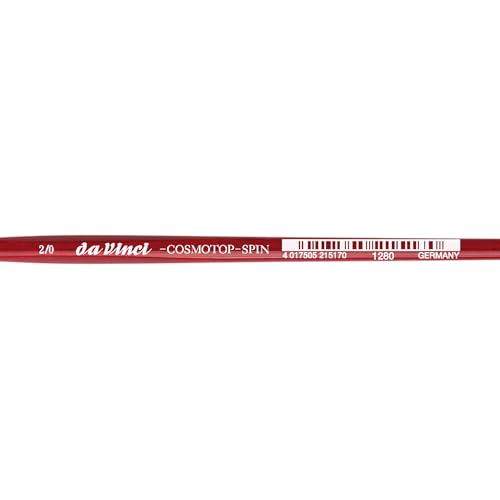 Image of da Vinci Watercolor Series 1280 CosmoTop Spin Paint Brush, Medium Needle-Sharp Liner Synthetic with Red Handle, Size 2 /0