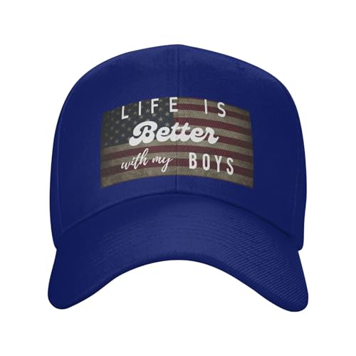 Life is Better with My Boys Fashionable Casquette Hat Breathable Adjustable Strap for Comfort Style Blue2