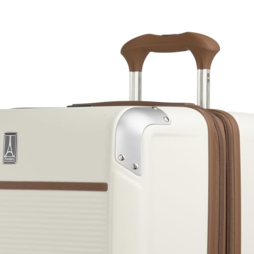 Image of Travelpro Platinum Elite Hardside Expandable Checked Luggage, 8 Wheel Spinner, TSA Lock, Hard Shell Polycarbonate Suitcase, Cream White, Checked Large 28-Inch