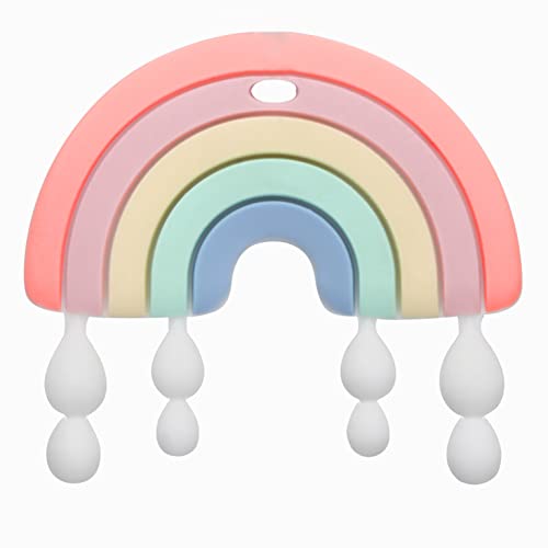 Image of Baby Teether Teething Rainbow Toys for Babies, BPA-Free Infant Toy for 0-24 Months Baby Boys & Girls (Pink)