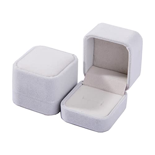 FAYADA Set of 2 White Velvet Ring Box Earring Case Jewelry Gift Boxes Wedding Valentine's Day Rings Gift Case