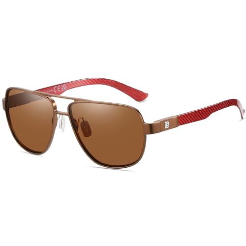 Image of DUCO Aviator Sunglasses for Men Women Carbon Fiber Polarized Sunglasses Men UV Protection for Driving Golf Fishing 3051