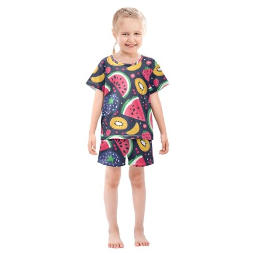 ALAZA Watermelon Dragon Fruit Pajamas Short Sleeve 2 Piece Sleepwear Top and Bottom Pajama Set Unisex3