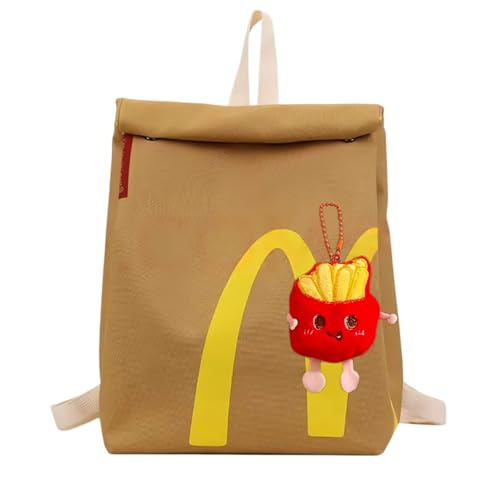 Kuquiuu Fun Backpack for Women Retro Paper Bag Pattern Large Capacity Lightweight Travel Backpack