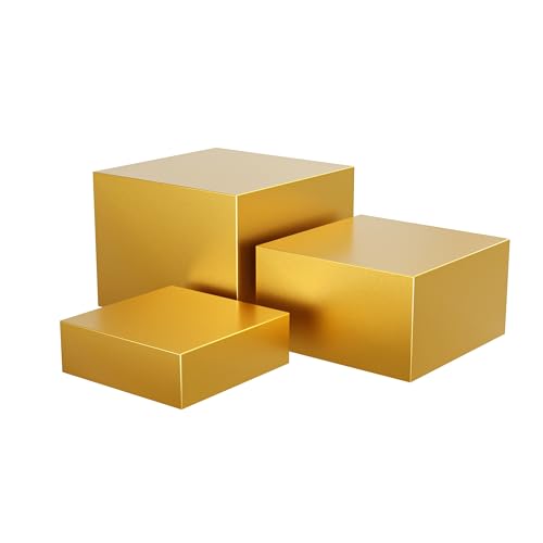 Metal Display Stands for Buffet Table - Black & White Cake Risers Cupcake Stand for Wedding Party Catering Supplies Elegant Food Risers for Displaywith 3Pcs Hollow Bottoms 6x7x8 Sturdy & Modern (Gold (6 7 8)-1 set)