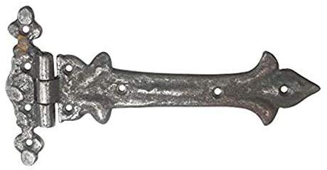Image of Adonai Hardware Adonijah Antique Cast Iron Strap T Hinge (7.9 inch x 4 Pack, Natural Iron Unlacquered) for Barn Doors, Gates, Kitchen Cabinets, Sheds, Wooden Box, Furniture, Cedar Chest and Trunks