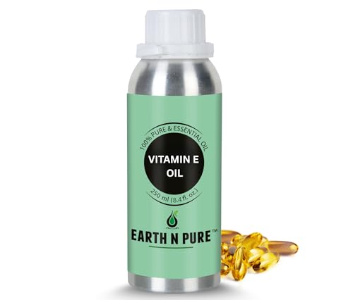 Image of Earth N Pure Vitamin E Oil for Skin & Hair | 100% Pure & Natural Tocopherol Oil | Face Moisturizer, Deep Skin Hydration, Dark Spots, Scars, Nails, Scalp & DIY Skincare | 250ml