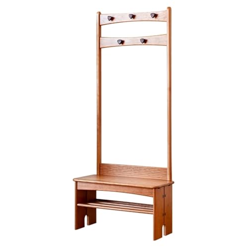 LXRHLIKG Perchero Entrada Recibidor, Perchero de Pie Banco Zapatero con Cojín Suave, Organizador de Almacenamiento Independiente de Madera Maciza para Pasillo(60cm/24in)